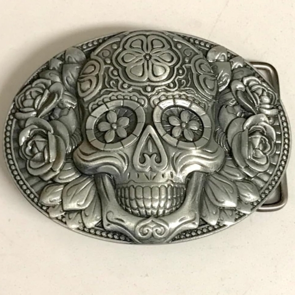 Sugar skull Dia los Muertos skull belt buckle - Picture 1 of 5